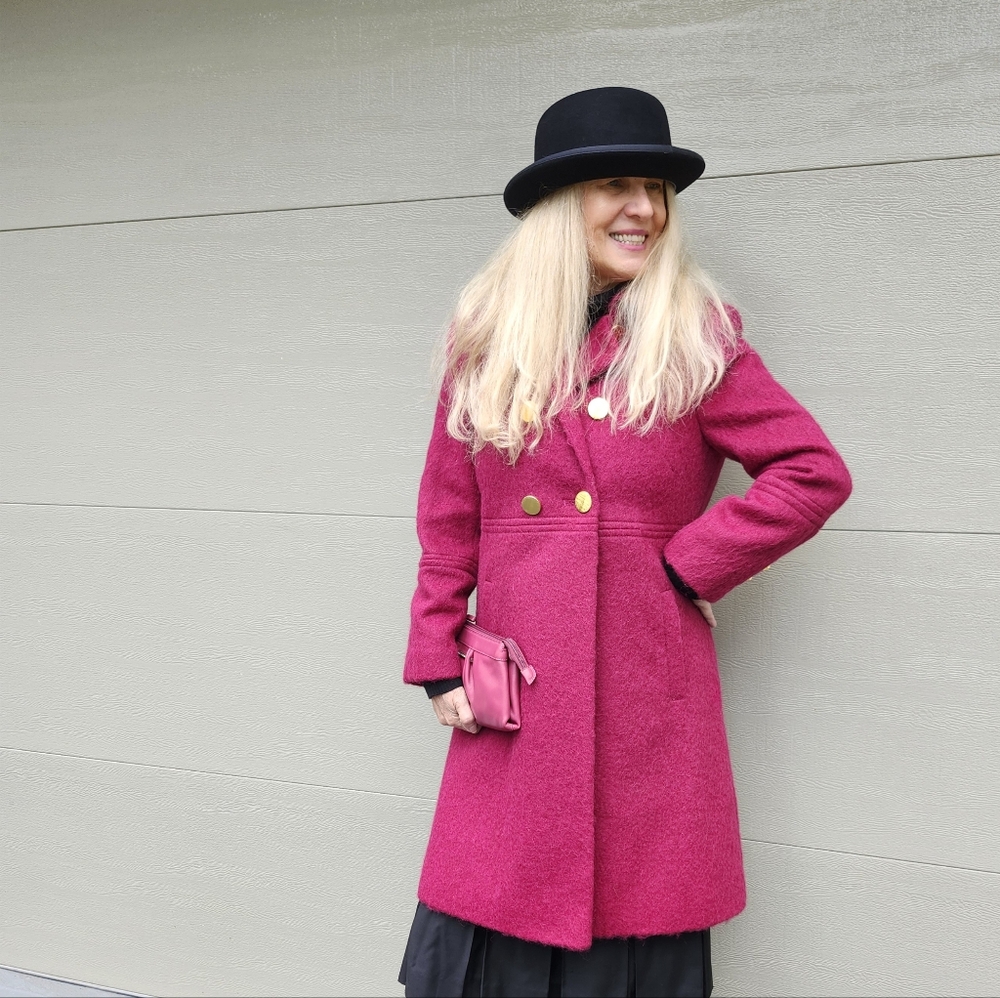 L L Collezioni Italia Ex Cond & Pro Clean Empire Waist Wool Coat Berry 4-6, $135